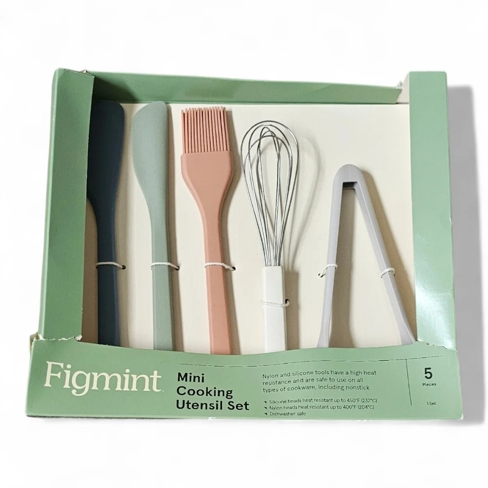Figmint 5-Piece Mini Cooking Utensil Set – Silicone & Nylon